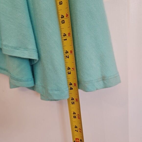 Vtg. Mary McFadden Collection Womens Large Turquoise Waterfall Hem Jersey Dress - Picture 5 of 8